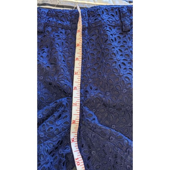 Garnet Hill Women’s Navy Blue Eyelet Cotton Summer Shorts Sz 2 - Picture 8 of 10